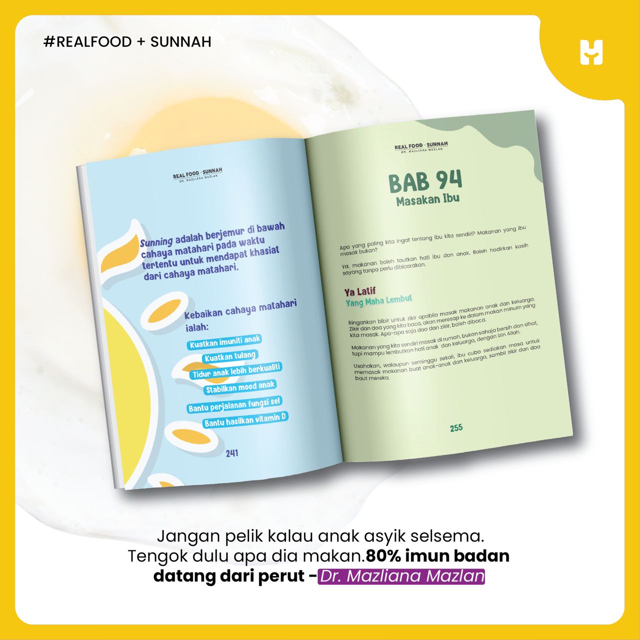 Buku Real Food Plus Sunnah | Makanan Nutrisi Baby Kanak-Kanak Organic Sihat Kuat Cerdas