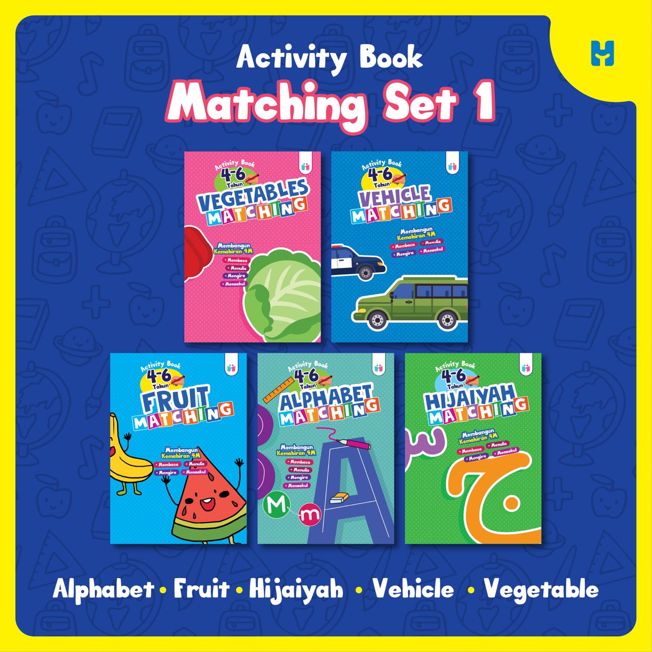 Buku Membangun Kemahiran 4M | Matching |Tadika Taska Prasekolah | Habupar Sdn Bhd 2025 - Books